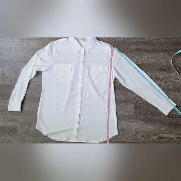 Boston Proper Button Up Blouse Women's 16 Cream Lightweight Oversized NWOT - Picture 9 of 10